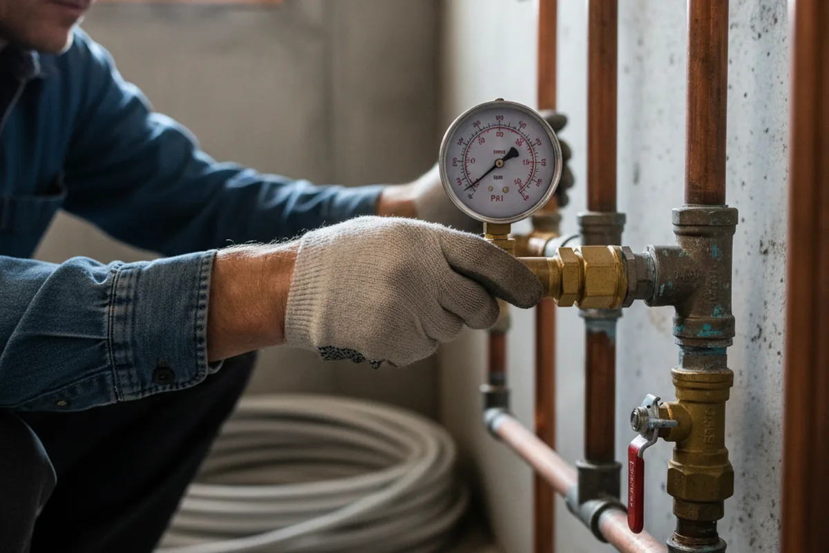 Pressure testing a repaired line during Water Line Repair in Marlton
